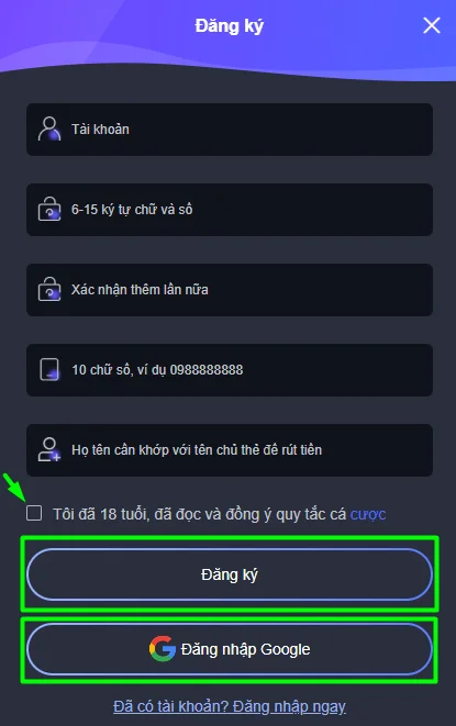 fast registration form